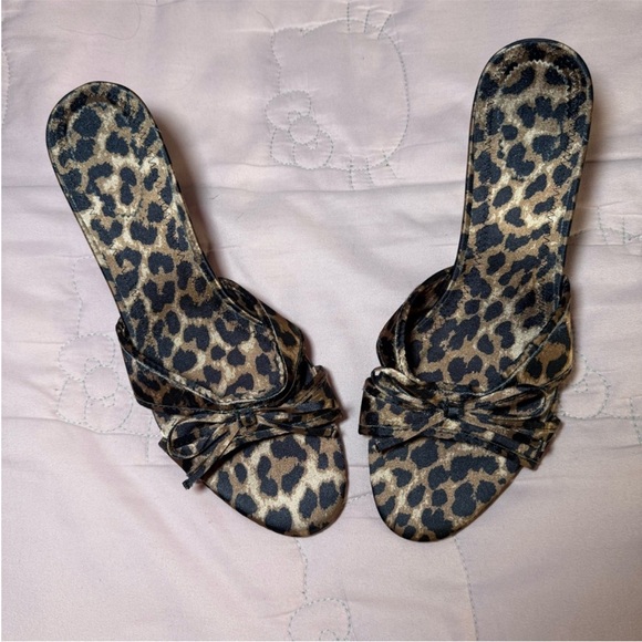 Leopard Print Women's Heeled Sandals - Picture 3 of 4